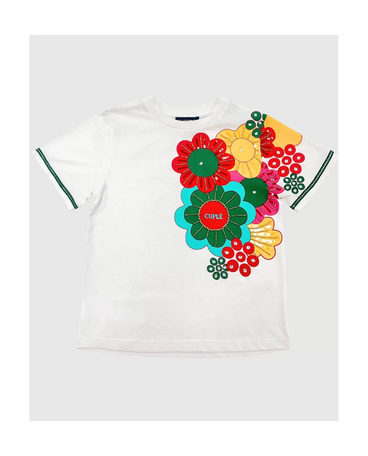 Mujer Cuplé Camiseta Flor Multicolor Algodon Blanco