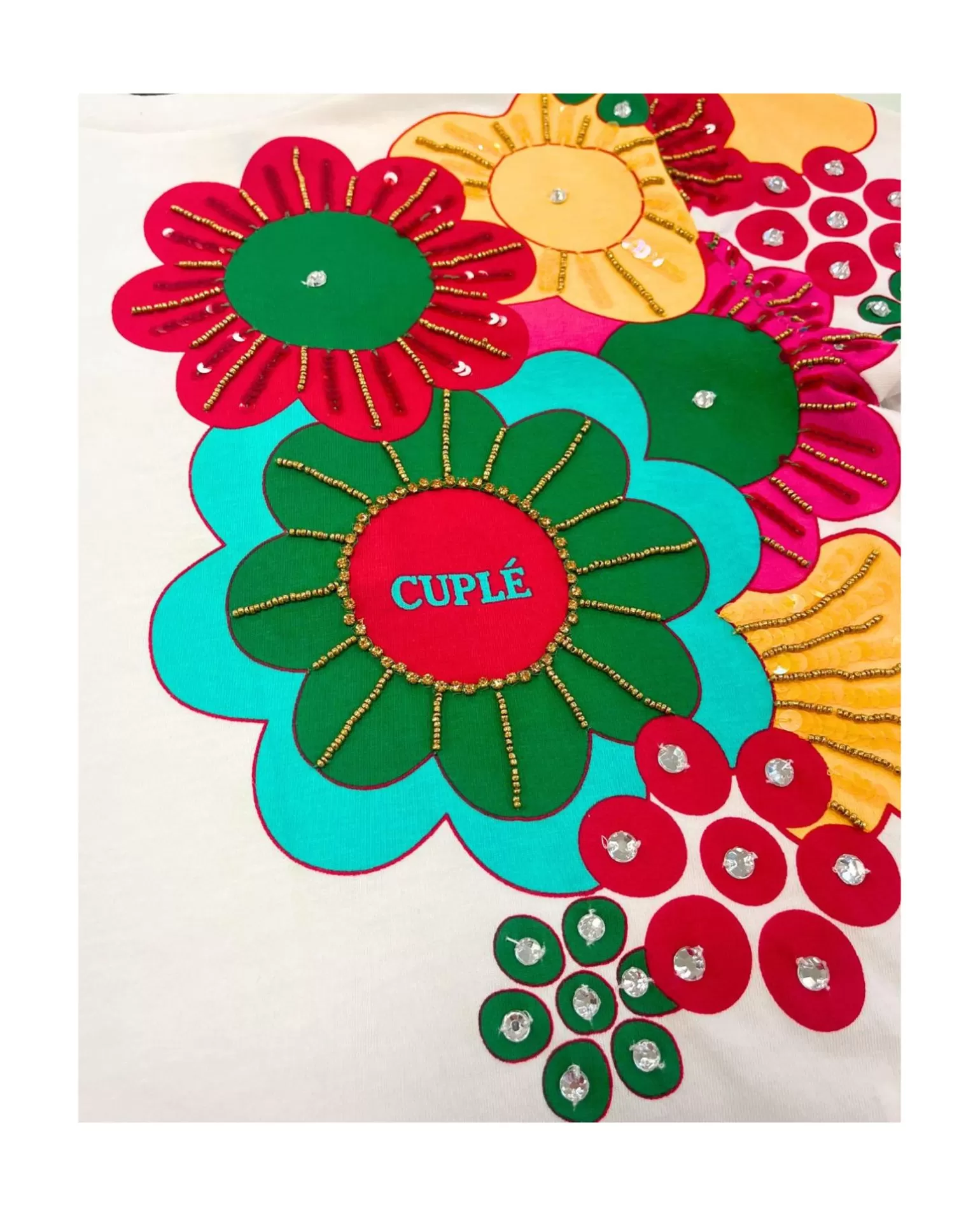 Mujer Cuplé Camiseta Flor Multicolor Algodon Blanco