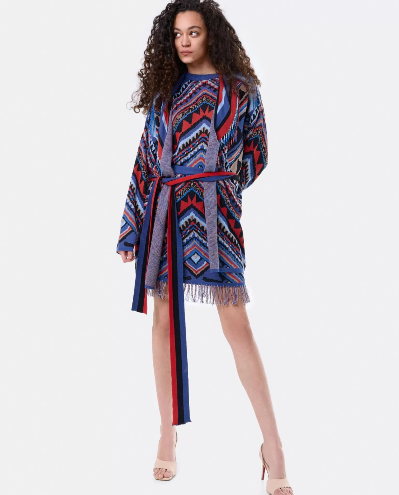 Mujer Cuplé Cardigan Etnico Punto Tricot Multicolor