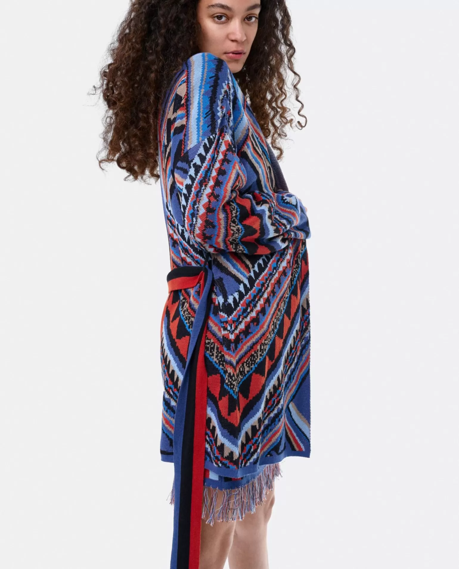 Mujer Cuplé Cardigan Etnico Punto Tricot Multicolor