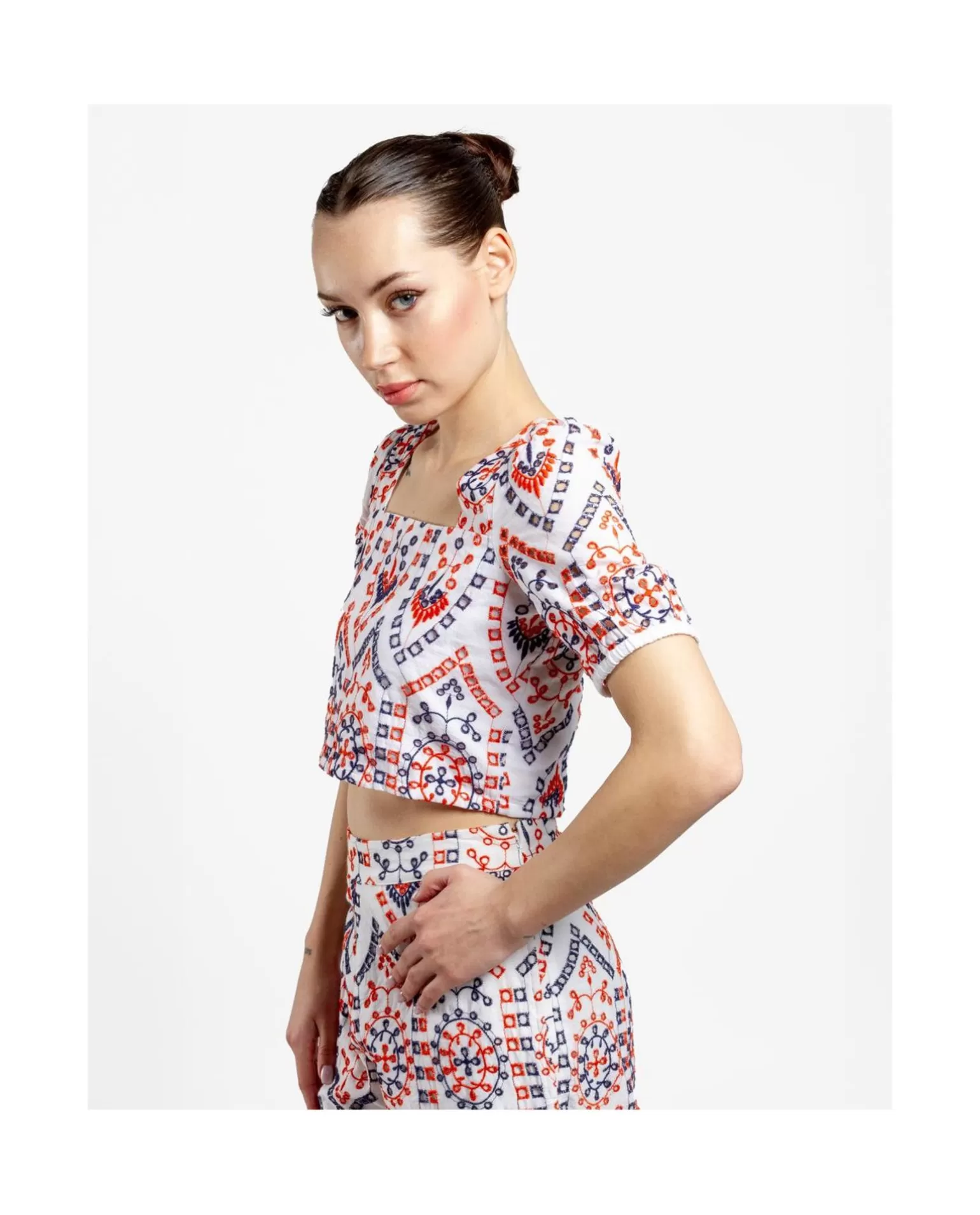 Mujer Cuplé Crop Top Manga Algodon Multicolor