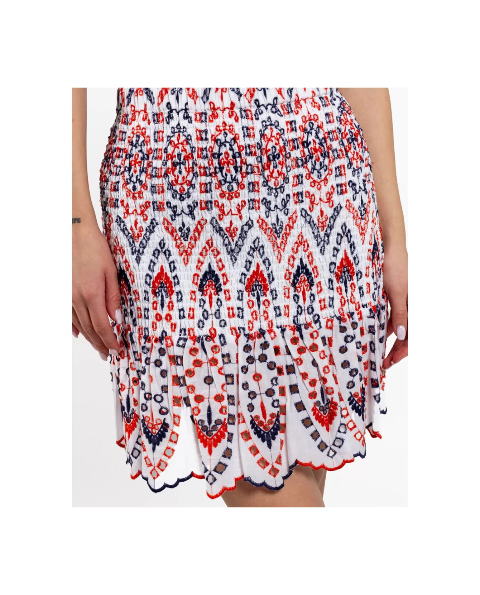 Mujer Cuplé Falda Cintura Fruncida Algodon Multicolor
