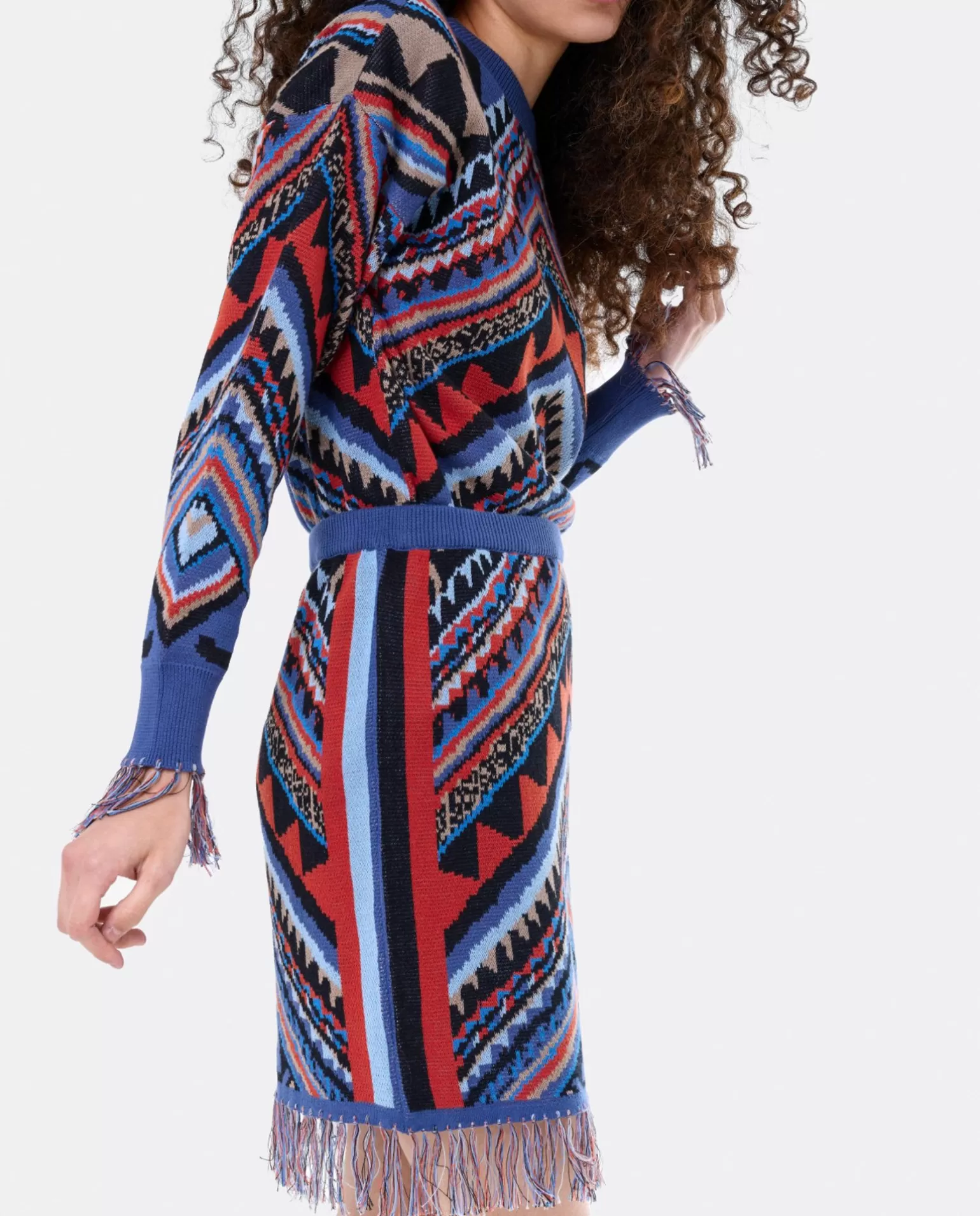 Mujer Cuplé Falda Etnica Punto Tricot Multicolor