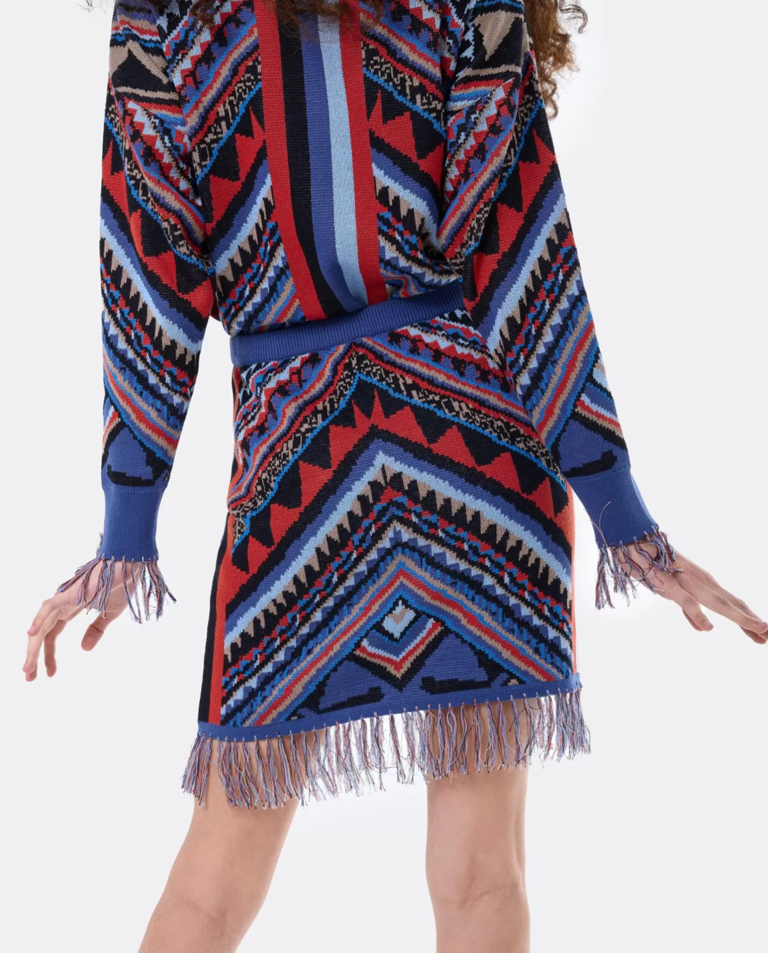 Mujer Cuplé Falda Etnica Punto Tricot Multicolor