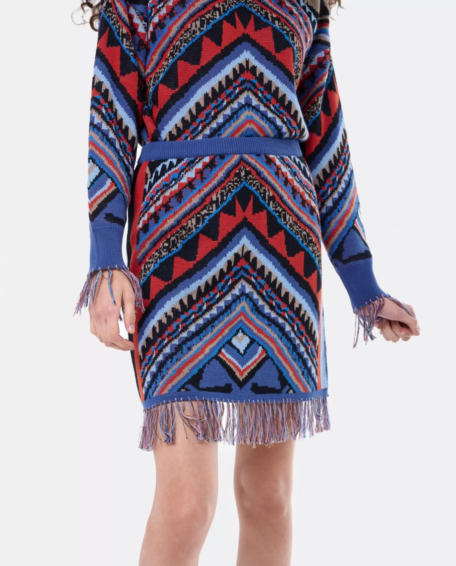 Mujer Cuplé Falda Etnica Punto Tricot Multicolor