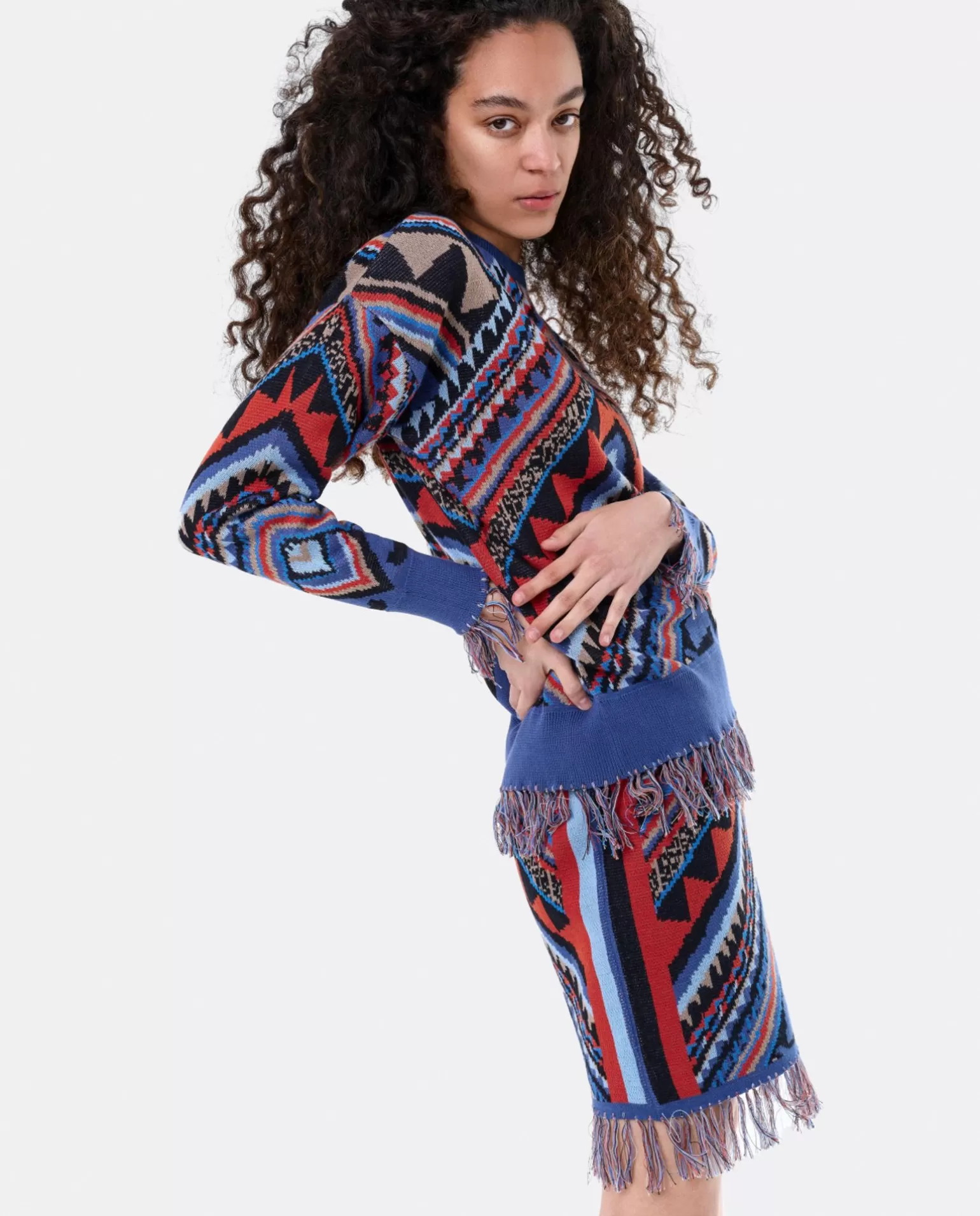 Mujer Cuplé Jersey Etnico Flecos Punto Tricot Multicolor
