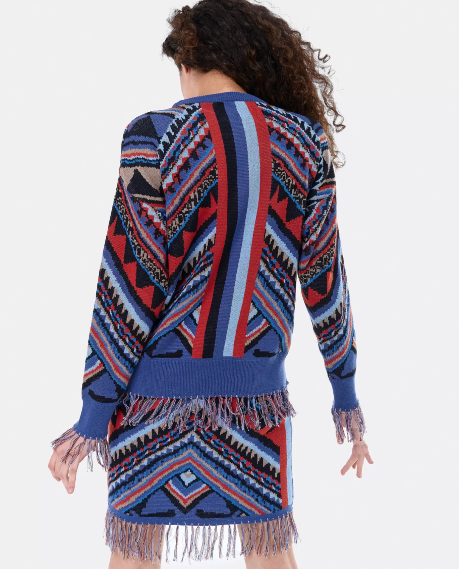 Mujer Cuplé Jersey Etnico Flecos Punto Tricot Multicolor
