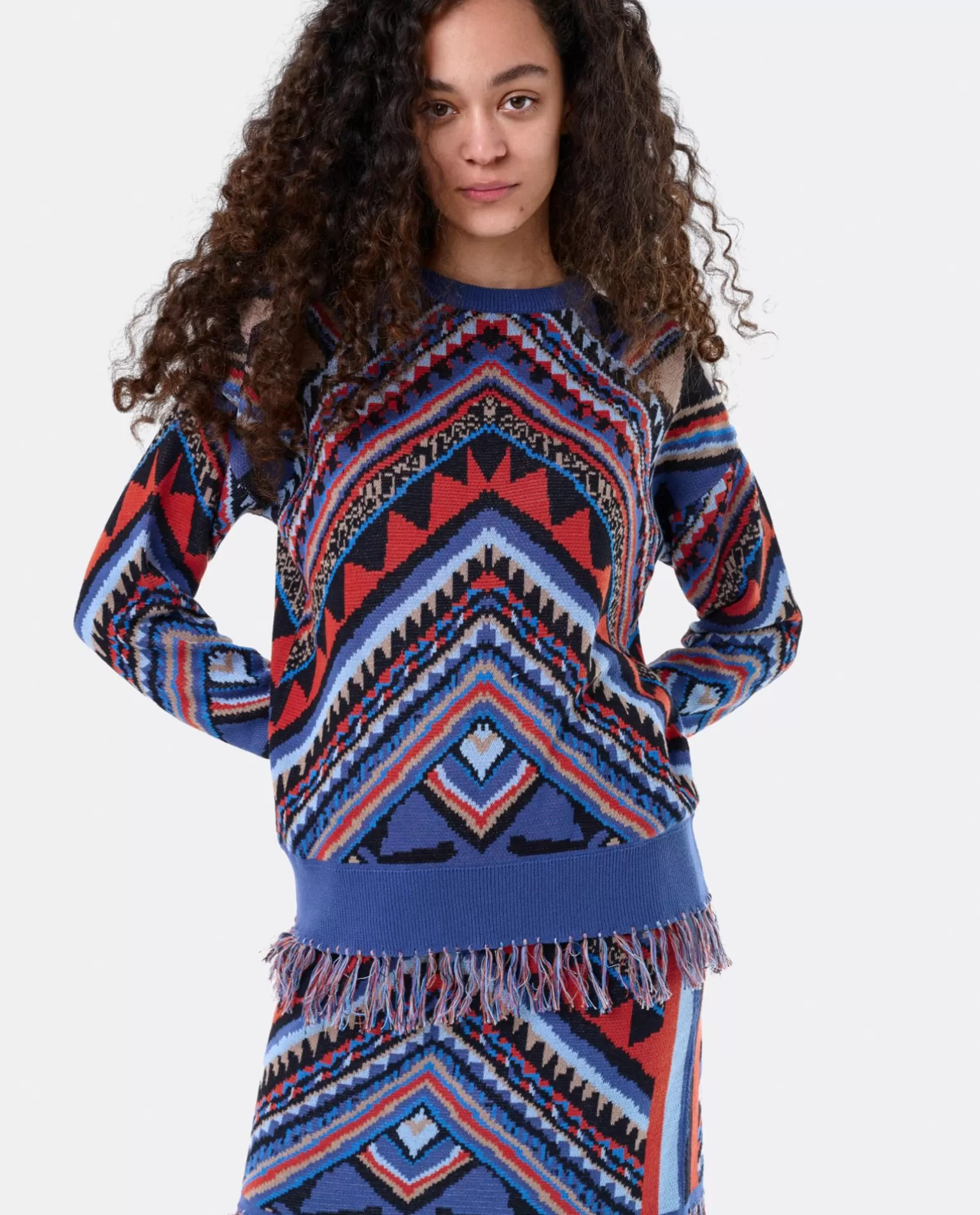 Mujer Cuplé Jersey Etnico Flecos Punto Tricot Multicolor