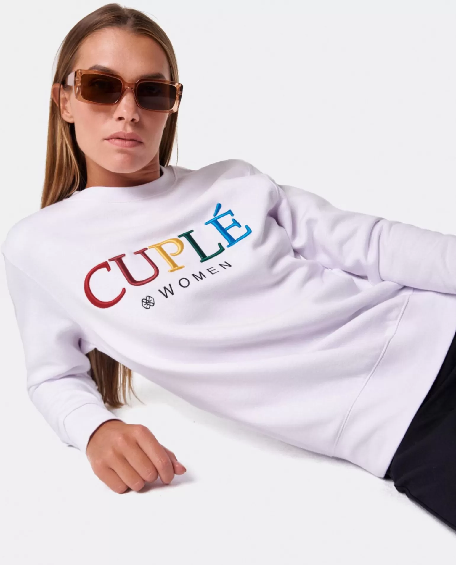 Mujer Cuplé Sudadera Punto Sudadera Blanco