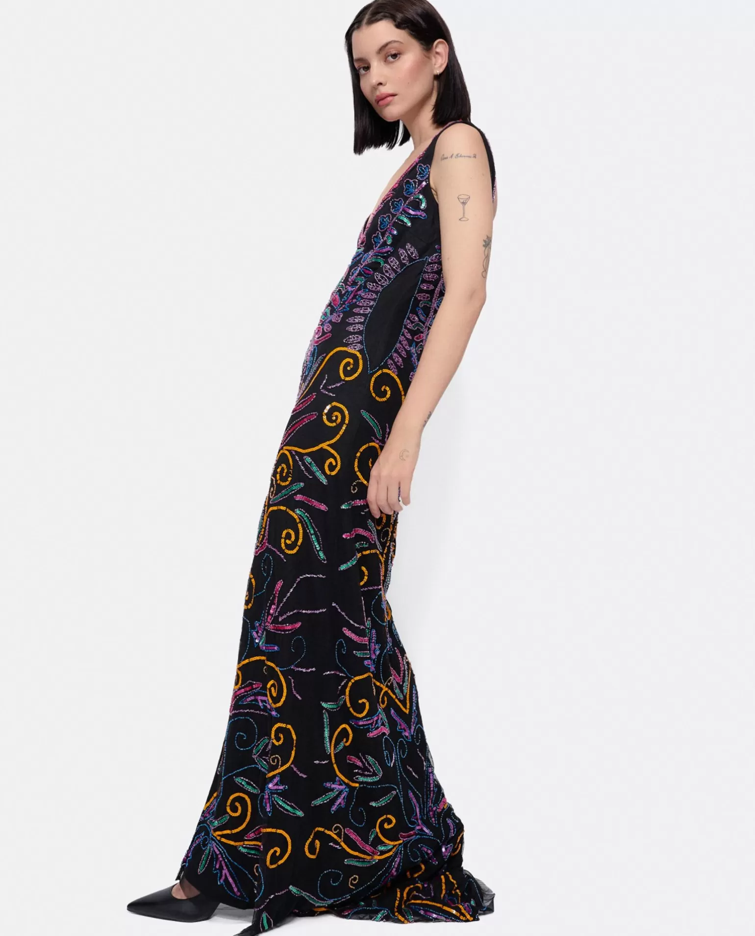 Mujer Cuplé Vestido Etnico Textil Cuentas Multicolor