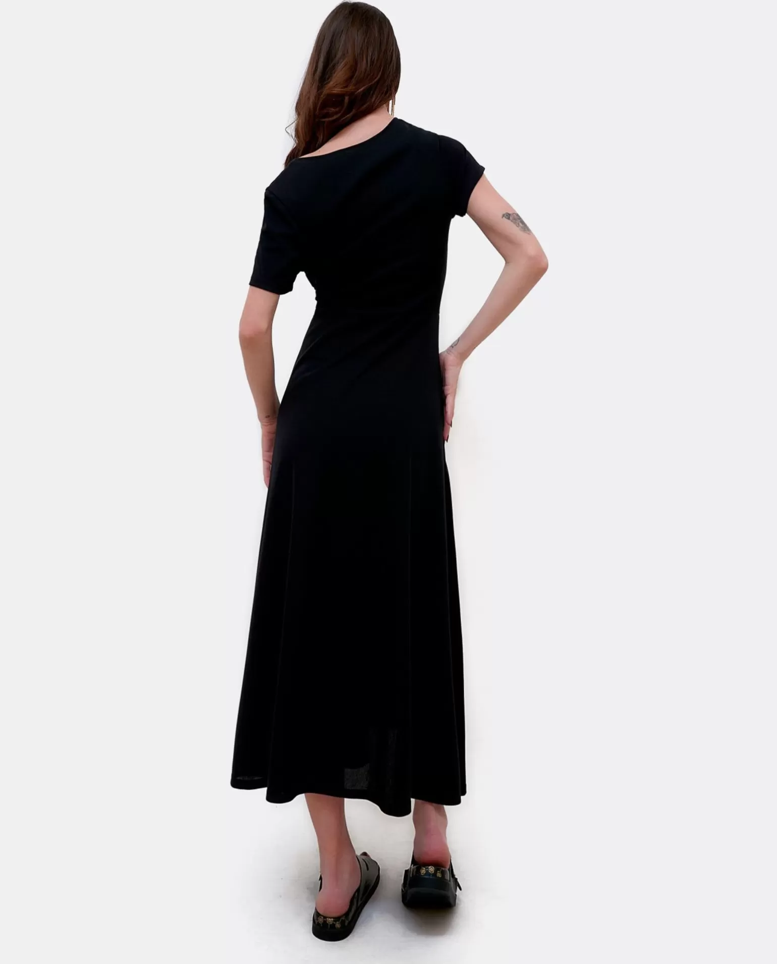 Mujer Cuplé Vestido Manga Corta Nudo Delantero Punto Circular
