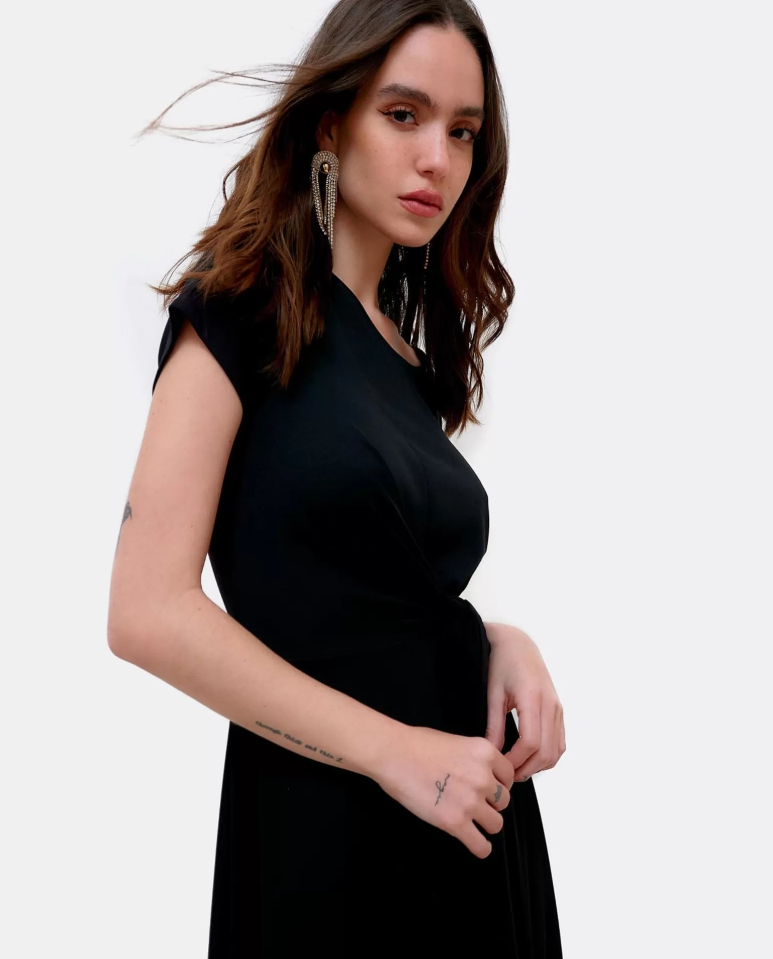 Mujer Cuplé Vestido Manga Corta Nudo Delantero Punto Circular