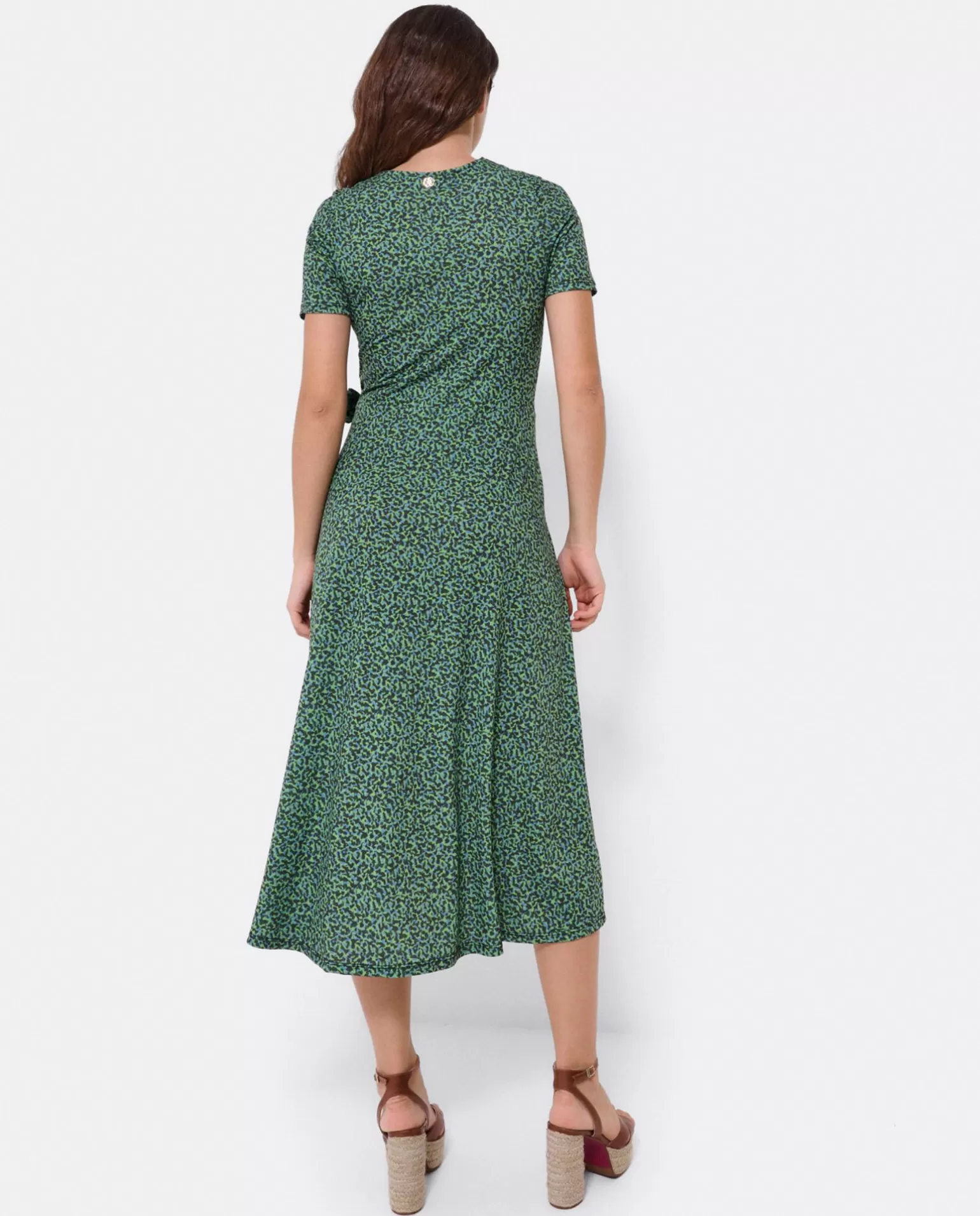 Mujer Cuplé Vestido Manga Corta Nudo Delantero Punto Leopardo