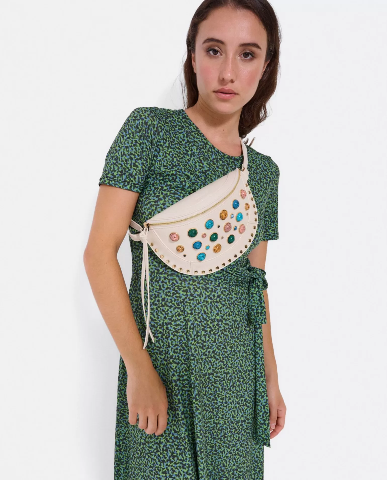 Mujer Cuplé Vestido Manga Corta Nudo Delantero Punto Leopardo