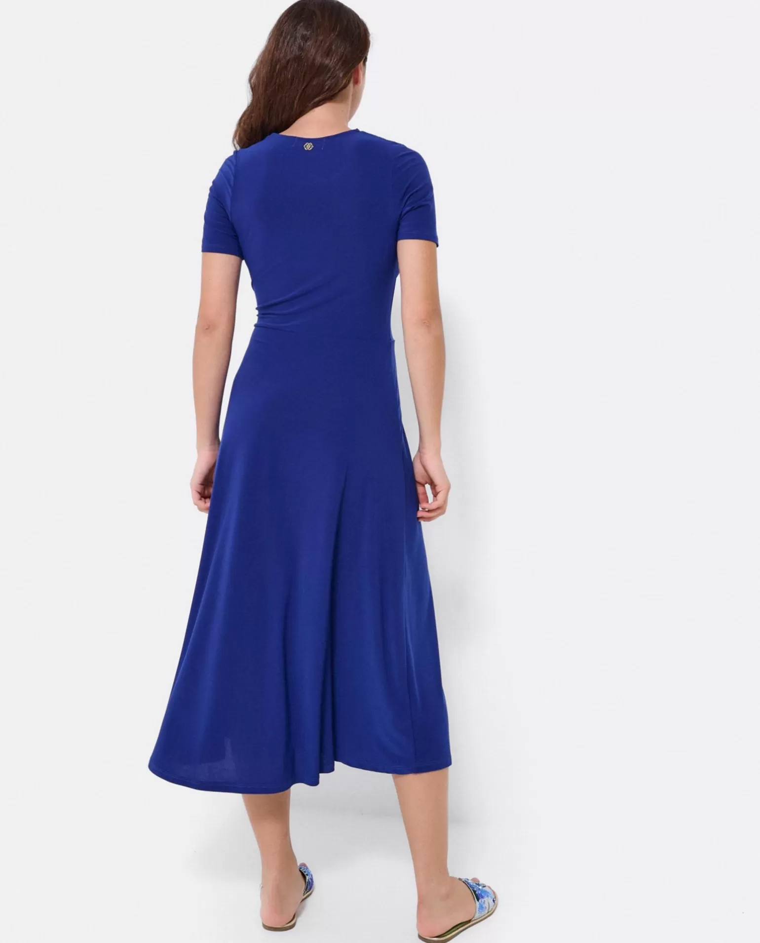 Mujer Cuplé Vestido Manga Corta Nudo Delantero Punto Marino