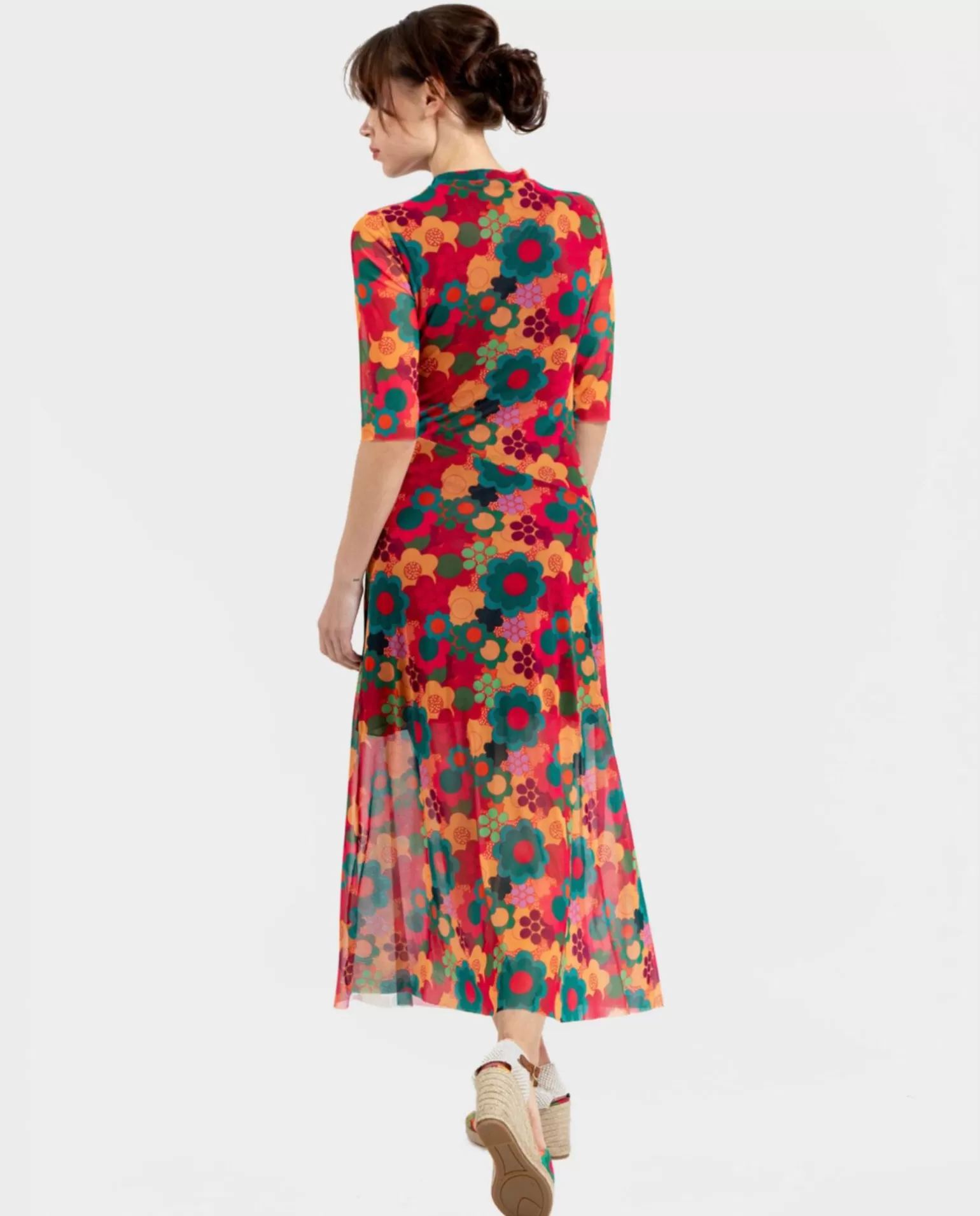 Mujer Cuplé Vestido Tul Manga Corta Tul Estampado Flores