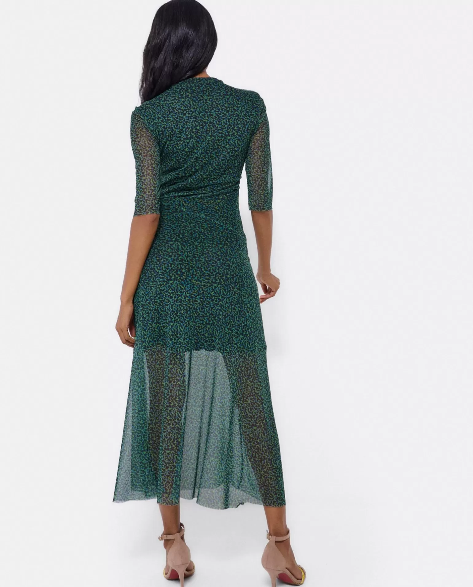 Mujer Cuplé Vestido Tul Manga Corta Tul Leopardo Verde